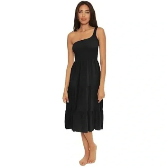 BECCA Dresses & Skirts - Becca Ponza Smocked Cover-Up Women's Midi Dress, black, size medium, pre…